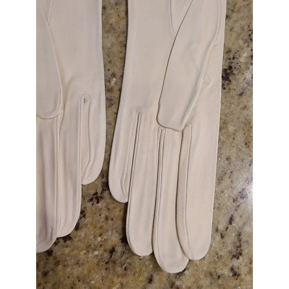 New Vtg Sz XS/S 6.5 Cream Thin Suede Formal 16.5